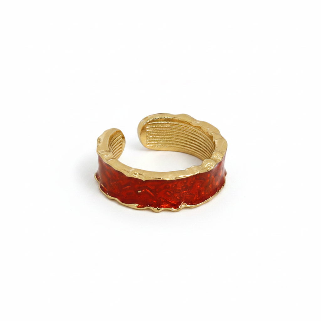 Bague Ajustable Vaguelettes Colorées Rubra - Argent Sterling 925