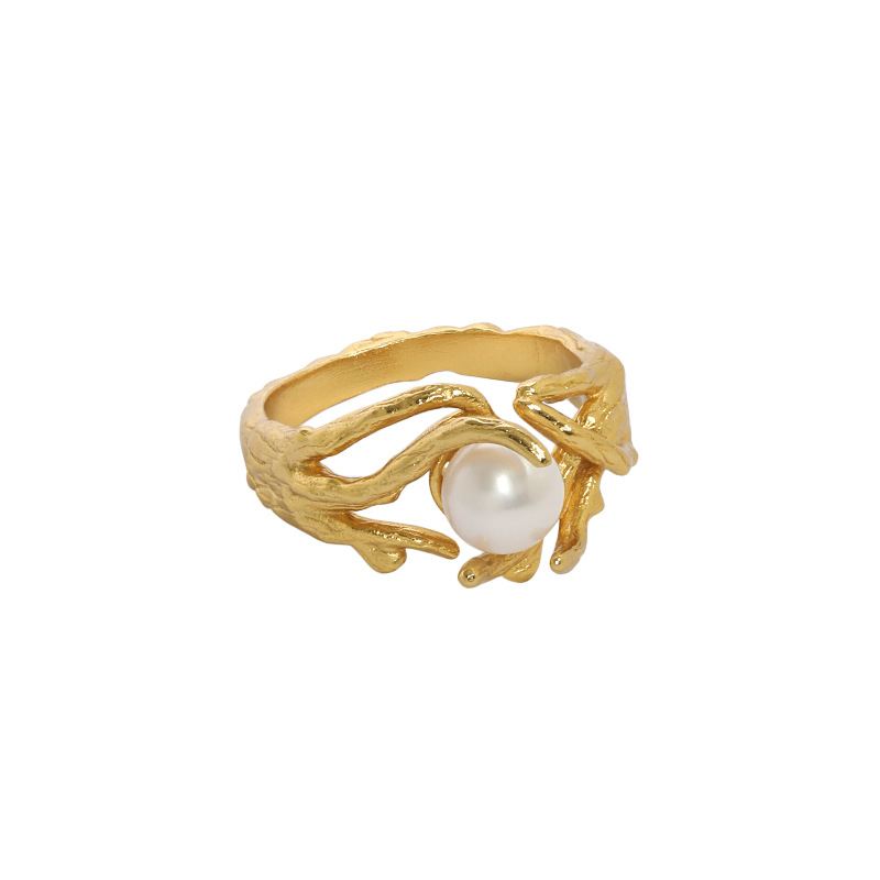 Bague Ajustable Corail Doucereux Écho - Argent Sterling 925