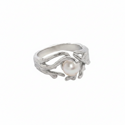 Bague Ajustable Corail Doucereux Écho - Argent Sterling 925
