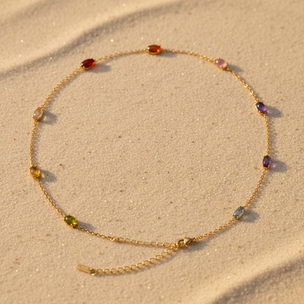 Collier Pierres Polychromes Lustreva - Argent Sterling 925