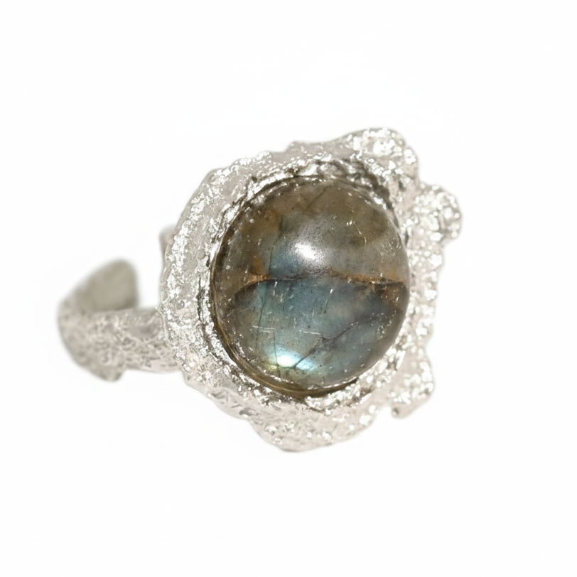 Bague Ajustable Labradorite Univers Radiant Solaria - Argent Sterling 925