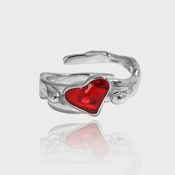 Bague Ajustable Cœur Éclatant Vespera - Argent Sterling 925