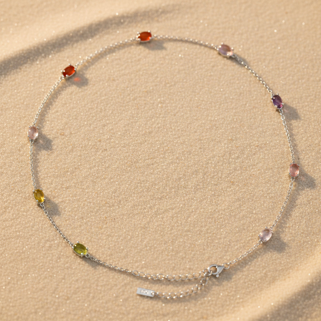 Collier Pierres Polychromes Lustreva - Argent Sterling 925