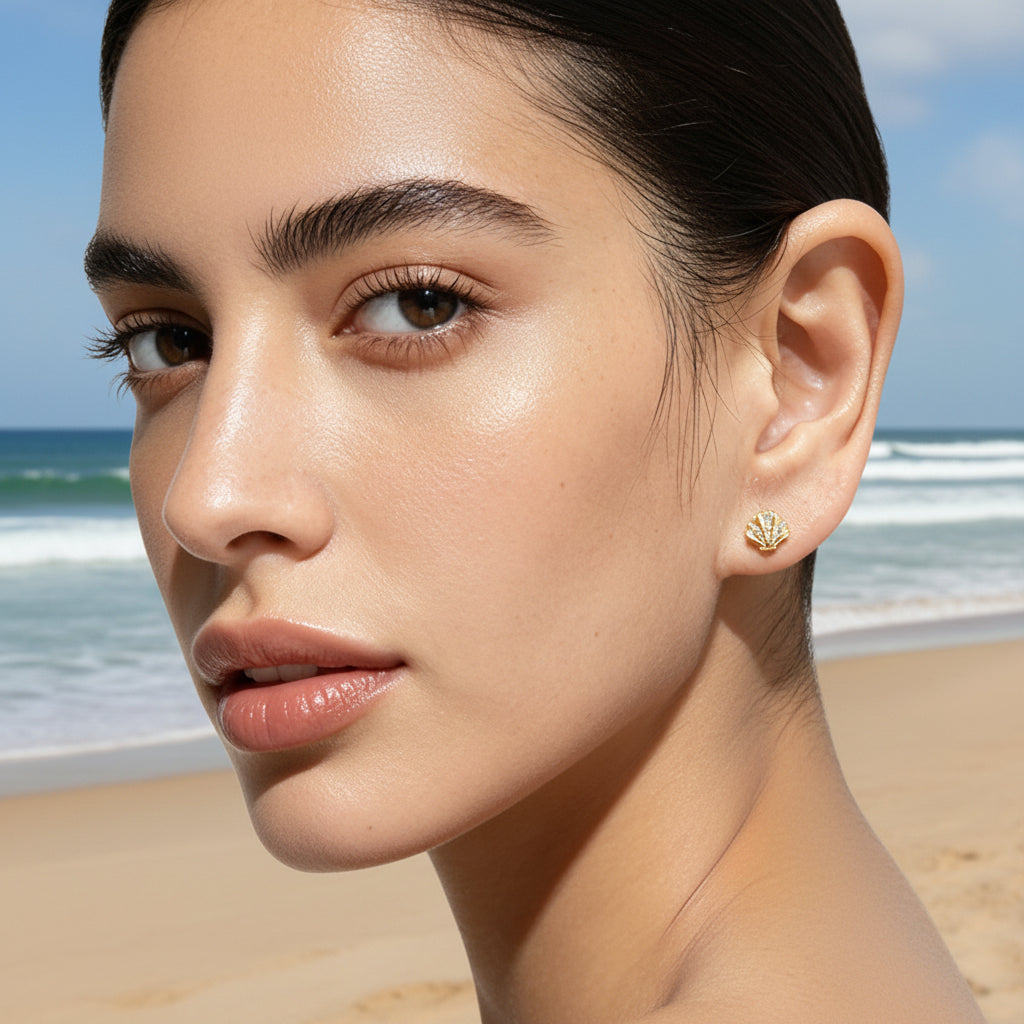 Boucles d'Oreille Coquillage de Mer Océline - Argent Sterling 925