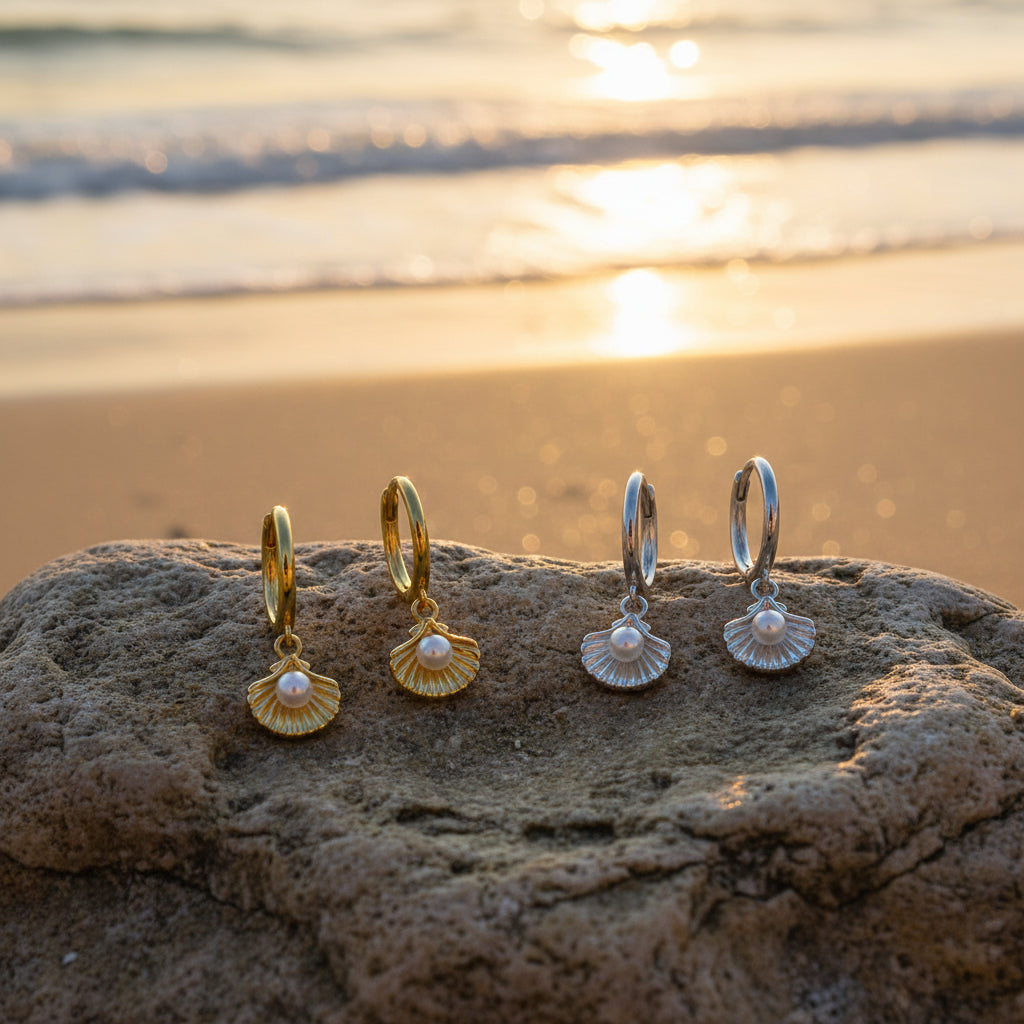 Boucles d'Oreille Coquillage Perlé Nacréa - Argent Sterling 925