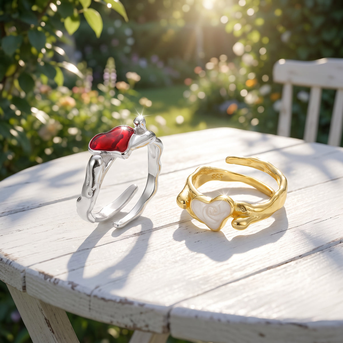 Bague Ajustable Cœur Éclatant Vespera - Argent Sterling 925