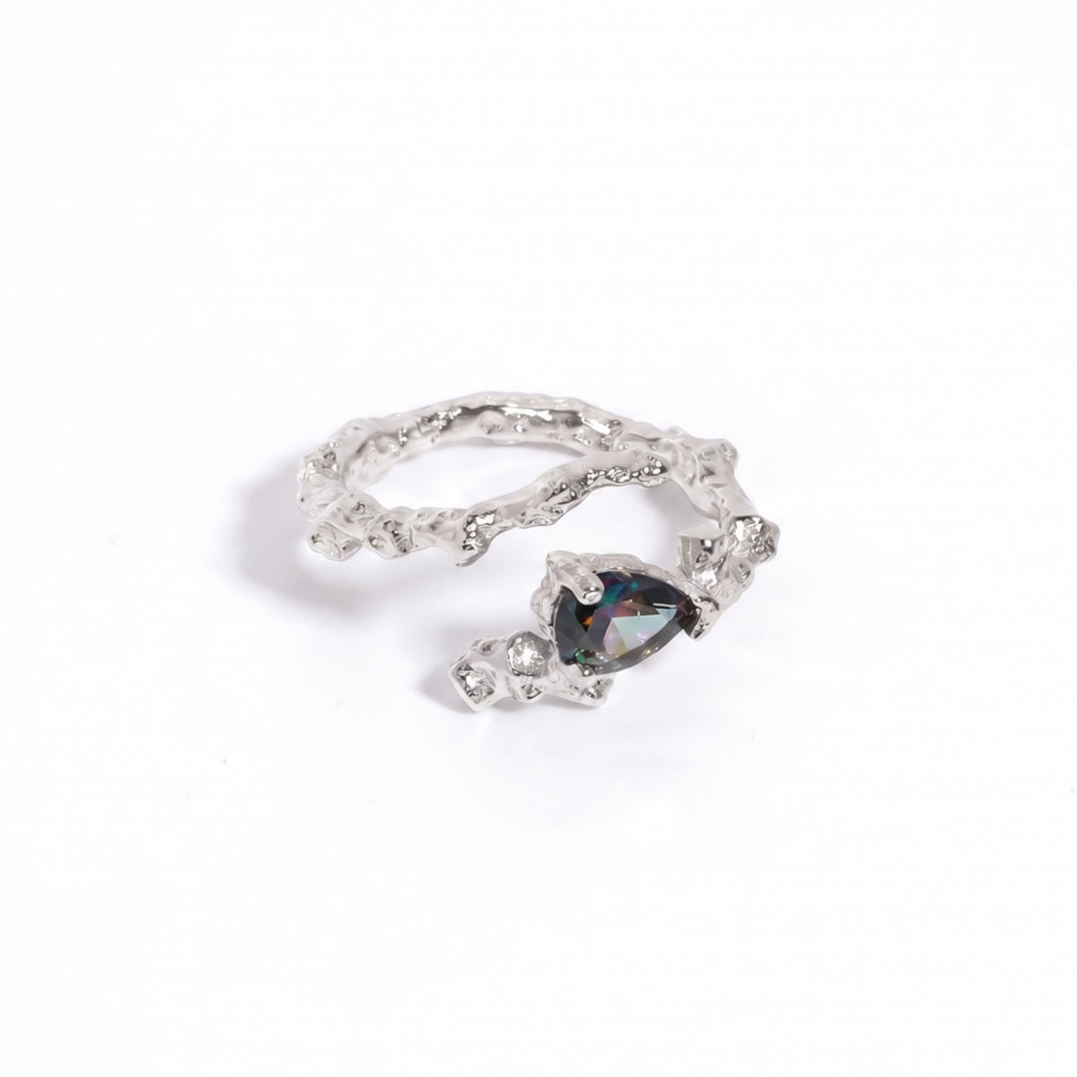 Bague Ajustable Éclat Luminescent Ebonia - Argent Sterling 925