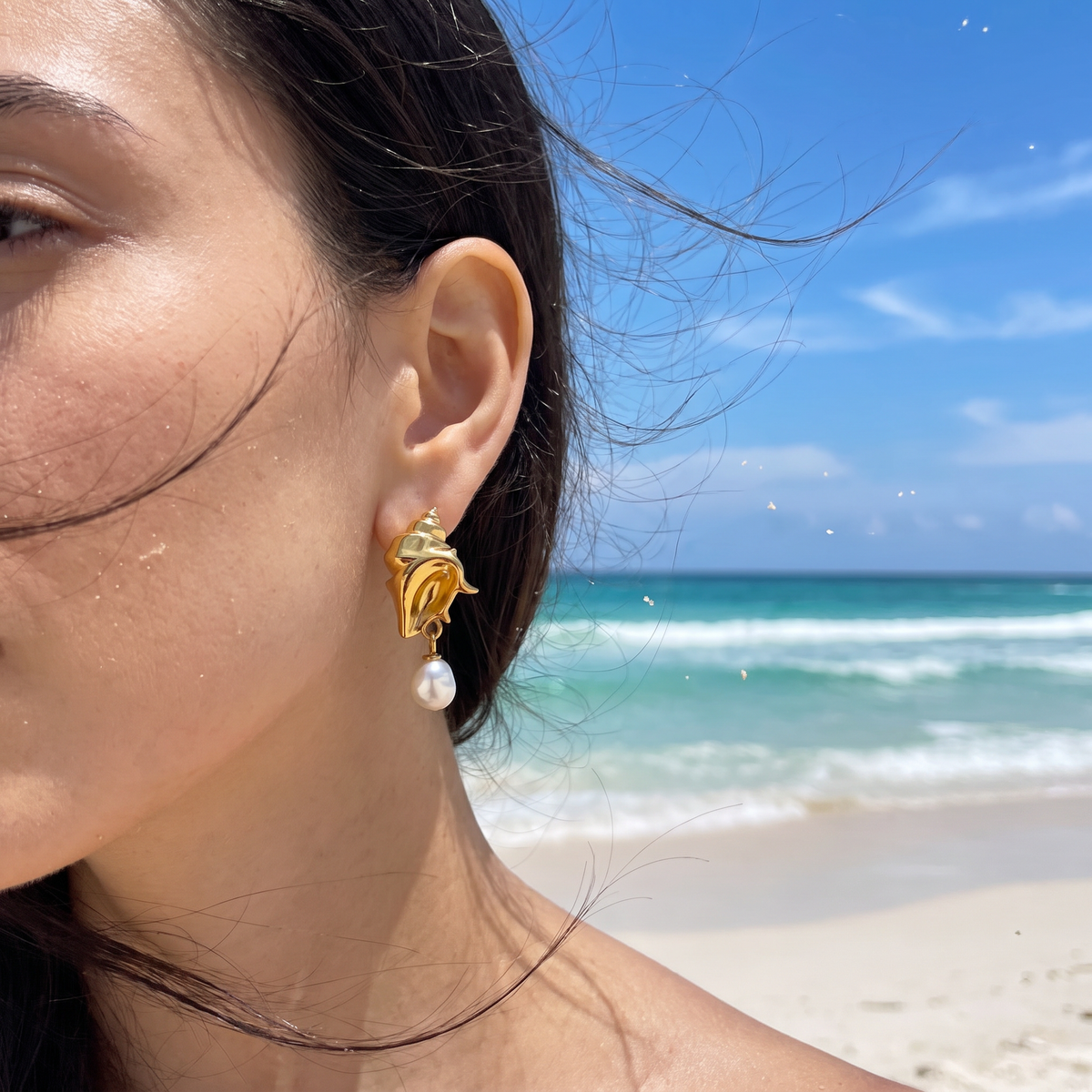 Boucles d'Oreille Conque Écumia - Doré / Argenté