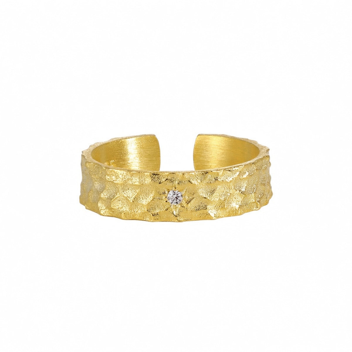 Bague Ajustable Lumineuse Martelée Sélène - Argent Sterling 925