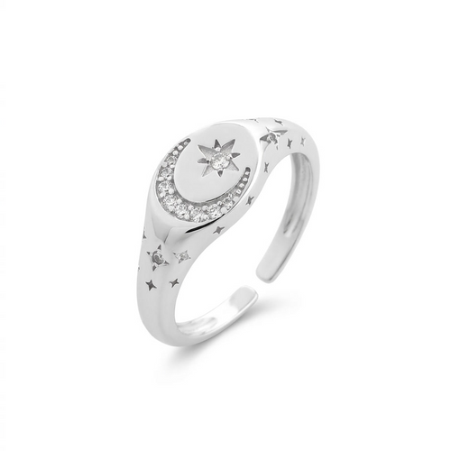 Bague Ajustable Croissant Lunaire Amel - Argent Sterling 925