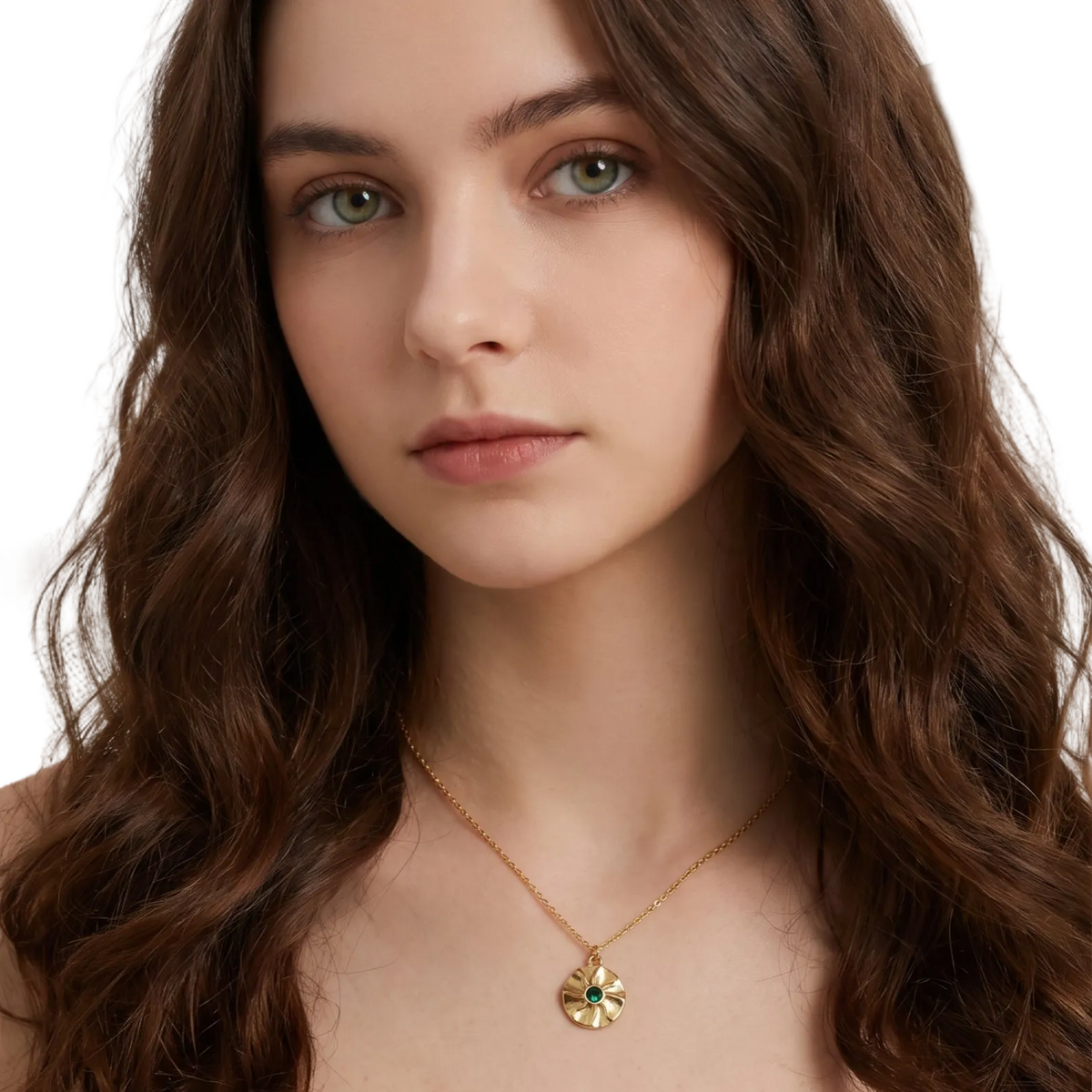 Collier Solaire Émeraude Héliora - Argent Sterling 925