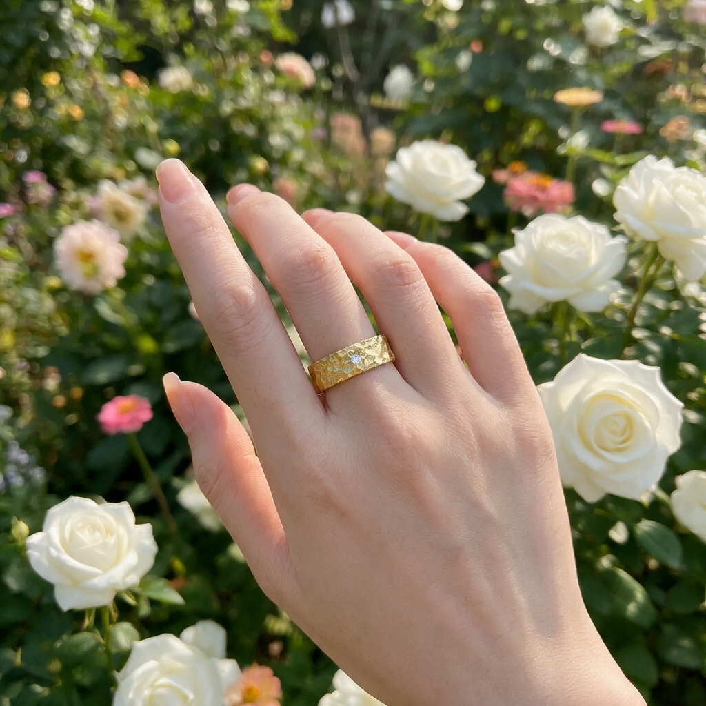 Bague Ajustable Lumineuse Martelée Sélène - Argent Sterling 925