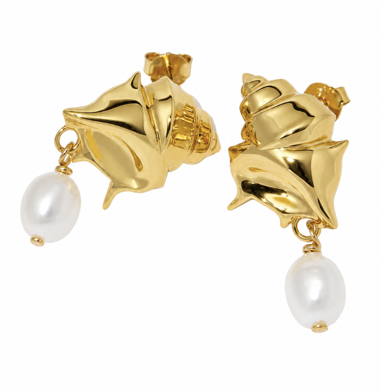 Boucles d'Oreille Conque Écumia - Doré / Argenté