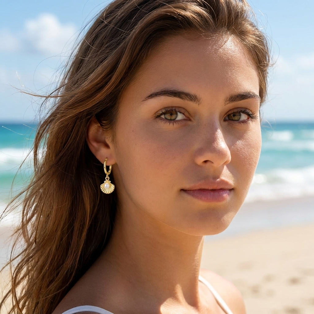 Boucles d'Oreille Coquillage Perlé Nacréa - Argent Sterling 925